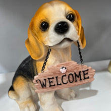Load image into Gallery viewer, Welcome guests with our charming Welcome Dog Statues – available in Pug and Beagle designs. Crafted with care and personality, these delightful dog statues are the perfect addition to your space. Find them at Campbell&#39;s Garden Centre in Gore
