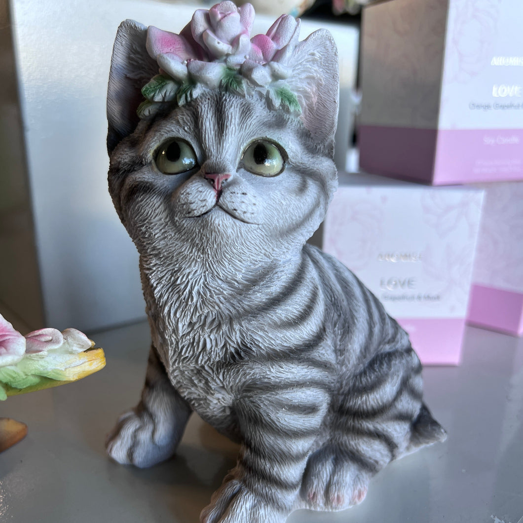Floral Cat & Dog Statues (15cm)