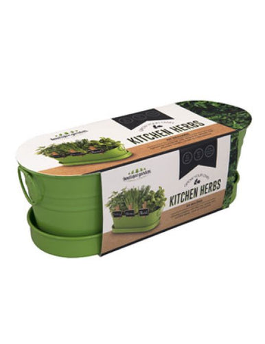 Add a splash of freshness to your kitchen with Mr Fothergill's Windowsill Kitchen Herbs Tin. This galvanized steel tin, filled with basil, chives, and parsley seeds, comes complete with a green metal pot, drainage system, and adorable chalkboard plant tags. Perfect for any well-lit space, available now at Campbells Garden Centre, 20 Medway Street, Gore.